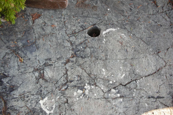 drill hole through rock, Nickel Island